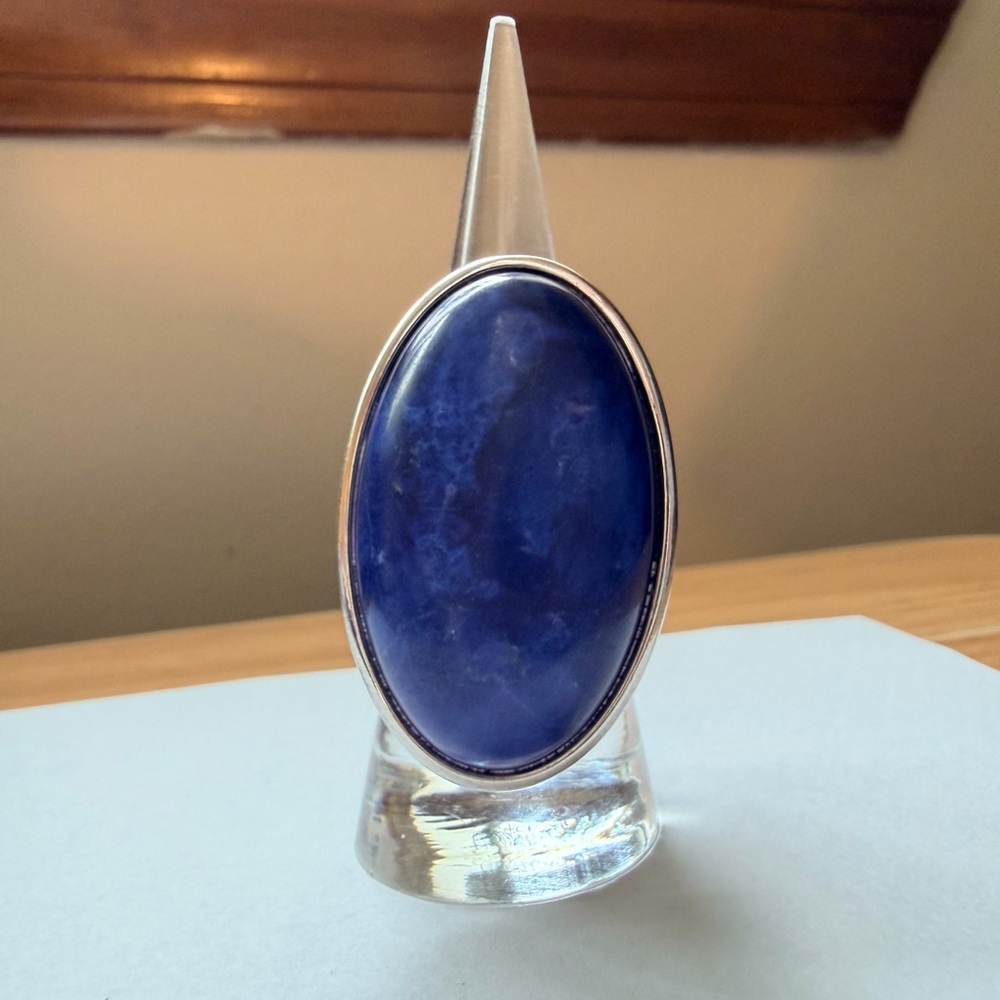 Dark Blue Oval Stone Ring - Picture 11 of 13